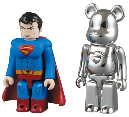 SUPERMAN KUBRICK ＆ MAN OF STEEL BE@RBRICK SET figure by Dc Comics, produced by Medicom. Front view.