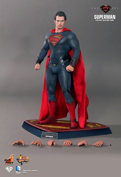 Superman figure by Dc Comics, produced by Hot Toys. Front view.