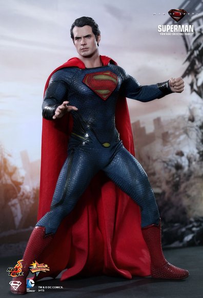 Superman figure by Dc Comics, produced by Hot Toys. Front view.