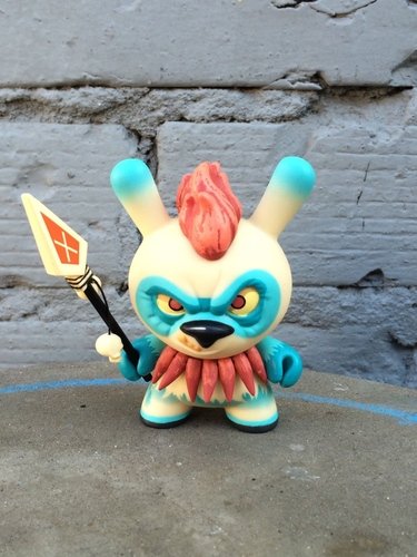 The Argyle Warrior Evolved figure by Scott Tolleson, produced by Kidrobot. Front view.