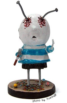 The Boy with Nails in His Eyes figure by Tim Burton, produced by Dark Horse. Front view.