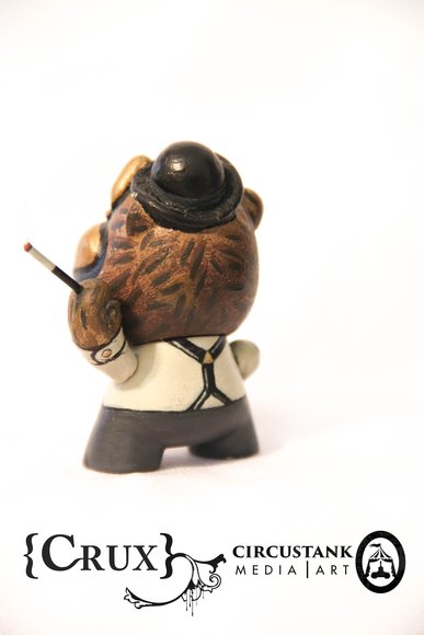 The Fancycrasher figure by Crux, produced by Kidrobot. Back view.