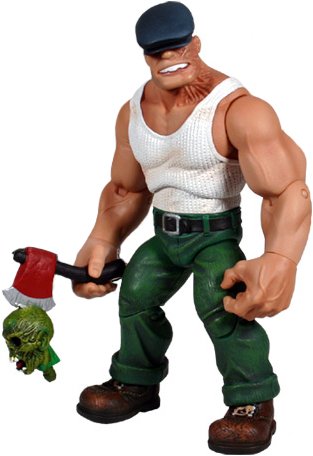 The Goon figure by Eric Powell, produced by Mezco Toyz. Front view.