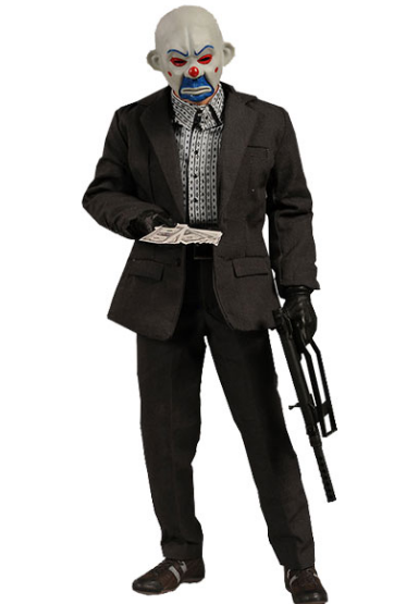 The Joker (Bank Robber) figure by Dc Comics, produced by Hot Toys. Front view.