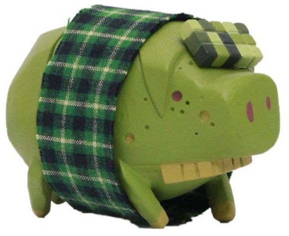 The Pig - Green figure by Michael Lau, produced by Crazysmiles. Front view.