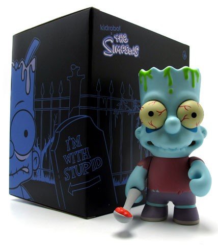 Zombie Bart  figure by Matt Groening, produced by Kidrobot. Packaging.