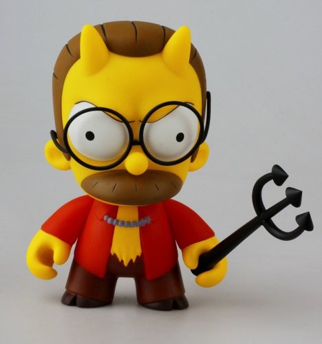 The Simpsons Devil Flanders Art Figure figure by Matt Groening, produced by Kidrobot. Front view.