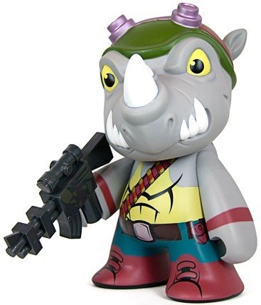 TMNT Rocksteady 7inch Figure figure by Viacom, produced by Kidrobot. Front view.