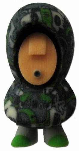 HOODIE figure by Jon Burgerman, produced by Shapeways. Front view.