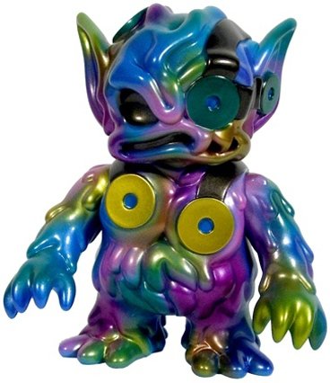 Ooze Bat - Blue Metallic figure by Chanmen, produced by Super7. Front view.