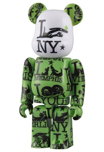 A Round World Be@rbrick - New York figure by Kuntzel + Deygas, produced by Medicom Toy. Front view.