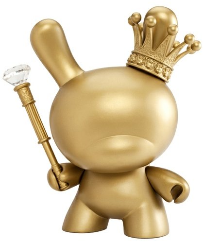 Gold King Dunny figure by Tristan Eaton, produced by Kidrobot. Front view.