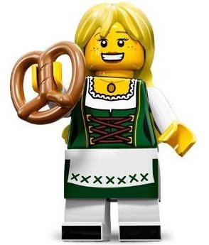 Pretzel Girl figure by Lego, produced by Lego. Front view.