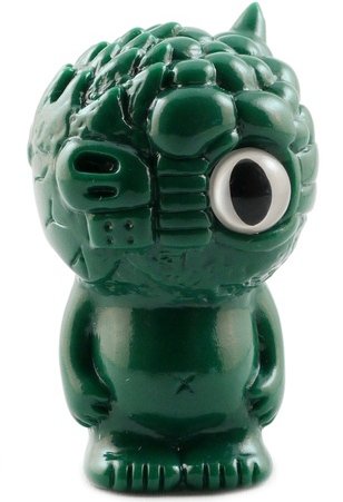 Chaos Q Bean - Unpainted Dark Green figure by Mori Katsura, produced by Realxhead. Front view.