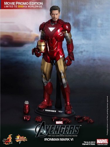 Iron Man Mark VI (avengers Promo Edition) figure by J.C. Hong, produced by Hot Toys. Front view.