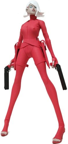 Lady Sham Red Devil figure by Ashley Wood, produced by Threea. Front view.