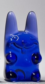 Easter Ungummy Bunny - strongish dark blue  figure by Muffinman. Front view.