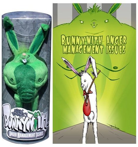 Bunnywith Anger Management Issues figure by Alex Pardee. Front view.