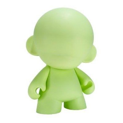 Mega Munny Green Glow figure, produced by Kidrobot. Front view.
