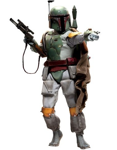 Boba Fett figure by Lucasfilm Ltd., produced by Sideshow Collectibles. Front view.