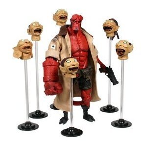 Hellboy w/ Floating Heads figure by Mike Mignola, produced by Mezco Toyz. Front view.