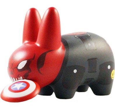 Red Skull Labbit figure by Marvel, produced by Kidrobot. Front view.
