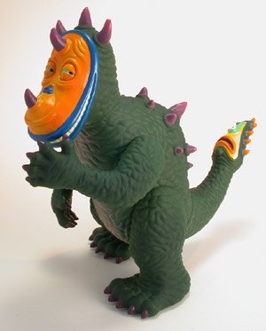 Dorbel figure by Jim Woodring, produced by Strangeco. Side view.