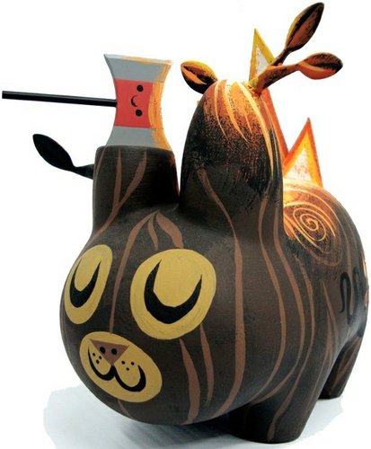 Burning Wood Labbit  figure by Amanda Visell. Front view.