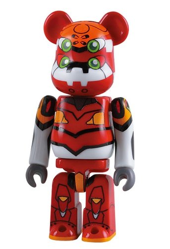 Evangelion: 2.0 Be@rbrick - EVA Unit 02 figure, produced by Medicom Toy. Front view.