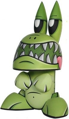 Monster Bunny figure by Joe Ledbetter, produced by Pretty In Plastic. Front view.