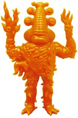 Lorbo - Unpainted Orange figure by Jim Woodring, produced by Presspop. Front view.