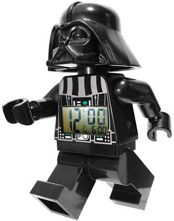 Darth Vader - Lego Star Wars Alarm Clock figure by Lucasfilm Ltd., produced by Lego. Front view.