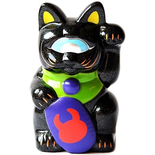 Mini Fortune Cat - Black Sparkle figure by Uamou & Realxhead, produced by Realxhead. Front view.