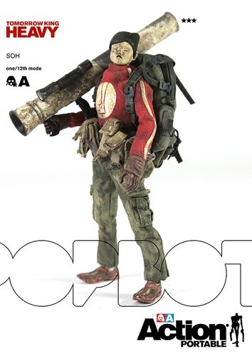 Heavy Tomorrow King Soh figure by Ashley Wood, produced by Threea. Front view.