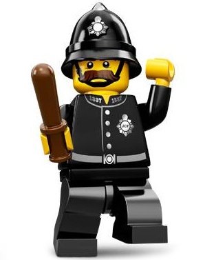 Constable figure by Lego, produced by Lego. Front view.