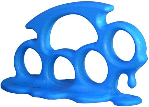 CMYK Melt Knuckles - Blue figure by Brutherford, produced by Brutherford Industries. Front view.