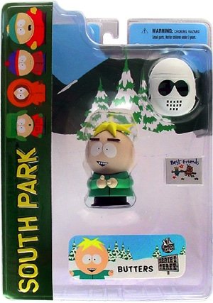 Butters figure by Matt Stone & Trey Parker, produced by Mezco Toyz. Front view.