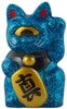 Mini Fortune Cat - Blue Glitter