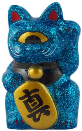 Mini Fortune Cat - Blue Glitter figure by Mori Katsura, produced by Realxhead. Front view.