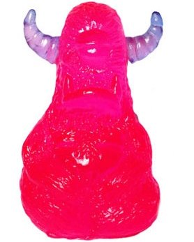 Buddha Stroll - Hot Pink & Grape Soda figure by John Spanky Stokes X Scott Kinnebrew, produced by Forces Of Dorkness. Front view.