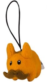 Orange Happy Labbit Mini Plush figure by Frank Kozik, produced by Kidrobot. Front view.