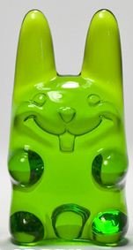 Easter Ungummy Bunny - medium green figure by Muffinman. Front view.