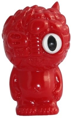 Chaos Q Bean - Unpainted Red figure by Mori Katsura, produced by Realxhead. Front view.