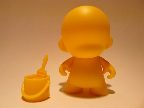 Munny Micro Munnyworld DIY - Yellow figure by Kidrobot, produced by Kidrobot. Front view.