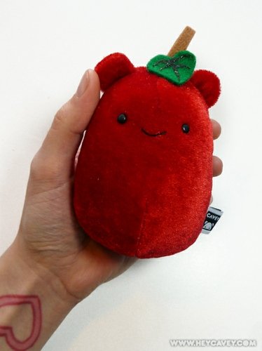 Red Apple Cavey figure by A Little Stranger. Front view.