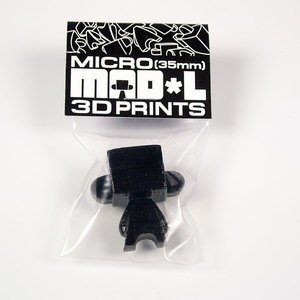 Micro Mad*L 3D Print - Black figure by Jeremy Madl (Mad). Front view.