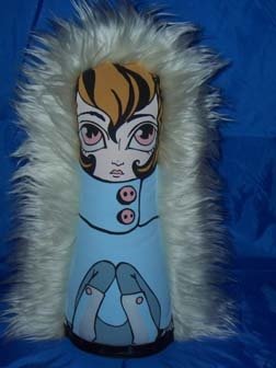 Waif - Snow Girl figure by Anna Puchalski, produced by Circus Punks. Front view.