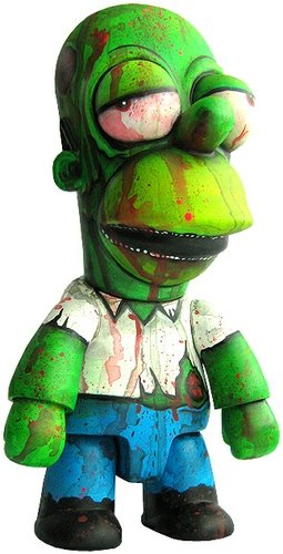 Zombified Homer figure by Frank Mysterio. Front view.