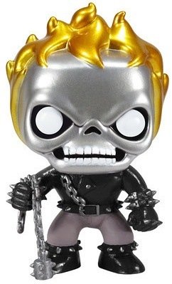Metallic Ghost Rider POP! - SDCC 2013 figure by Marvel, produced by Funko. Front view.