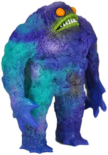 Kaiju Rhaal - Teal/Purple Marbled figure by Barry Allen, produced by Gorgoloid. Front view.